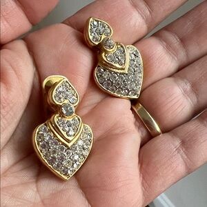 Gold and Silver Heart Drop Earrings